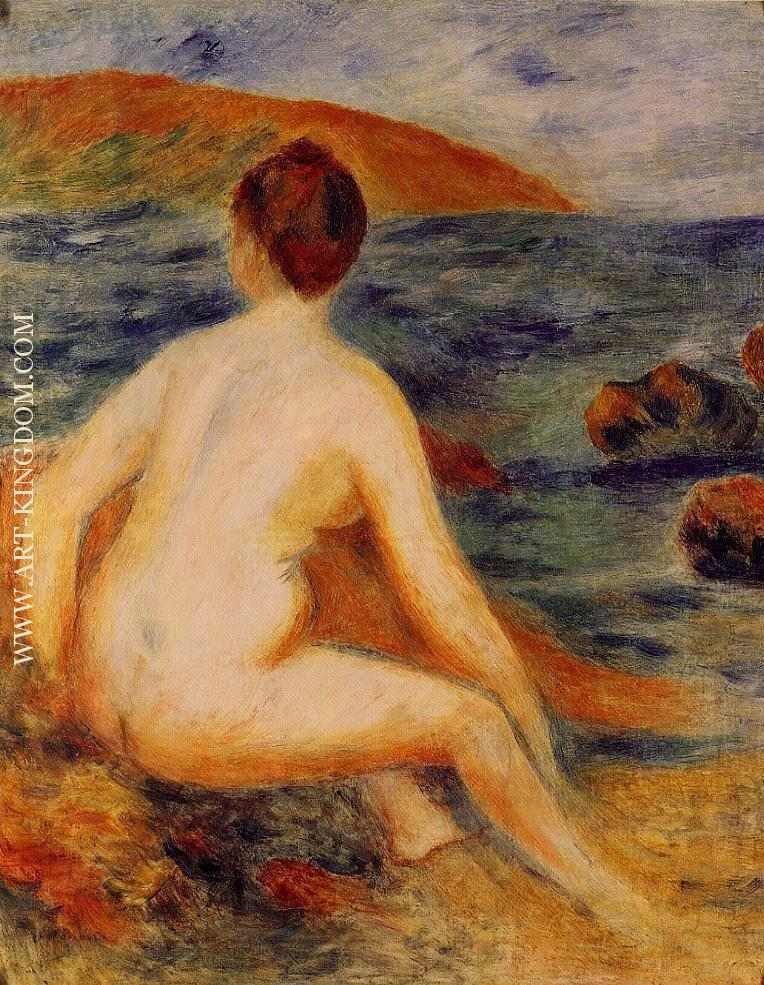 Nude Bather Seated by the Sea