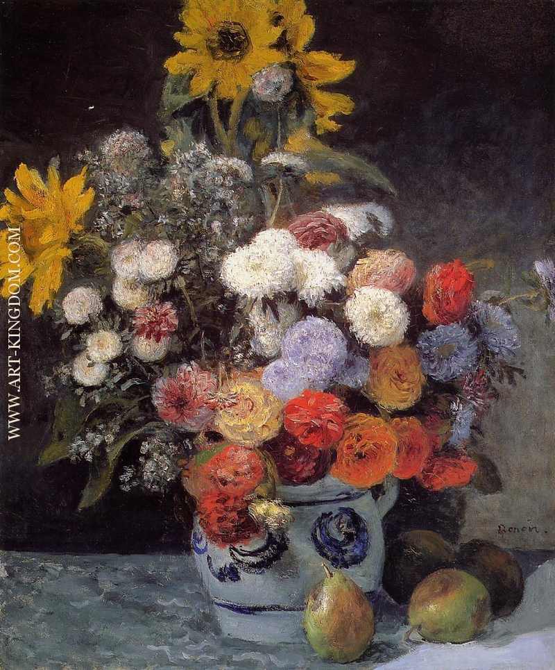 Mixed Flowers in an Earthenware Pot