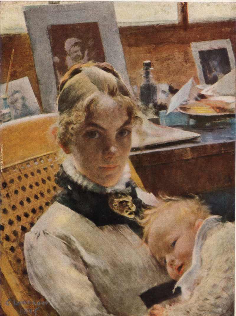 A studio idyll The artist s wife and their daughter