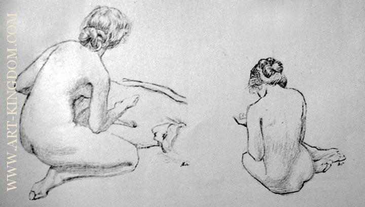 Two nude figure studies