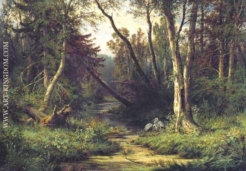 Forest Landscape with Herons