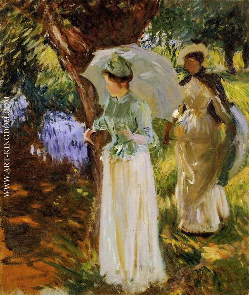 Two Girls with Parasols at Fladbury