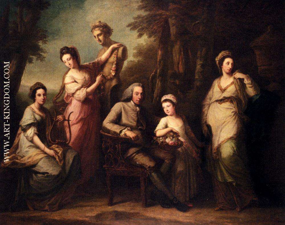 Portrait Of Philip Tisdal With His Wife And Family