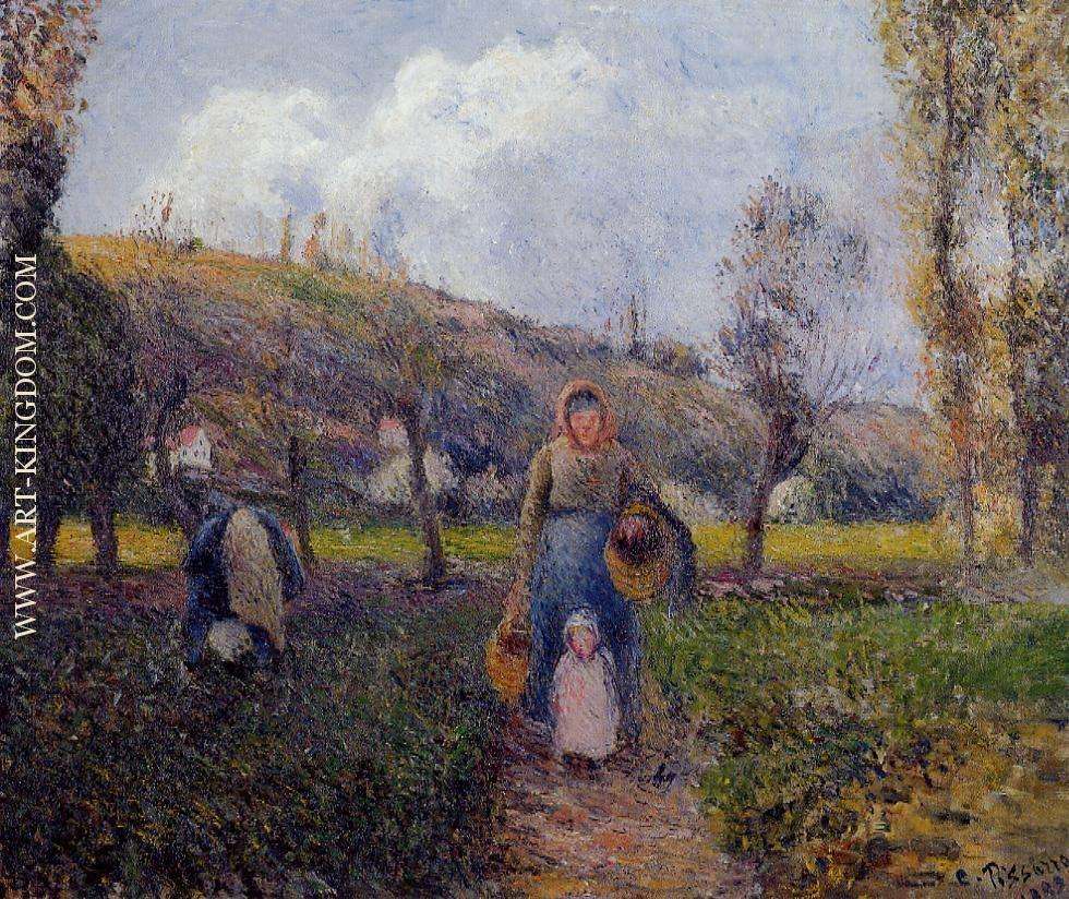 Peasant Woman and Child Harvesting the Fields, Pontoise