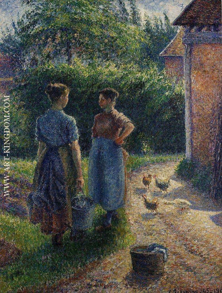 Peasants Chatting in the Farmyard, Eragny