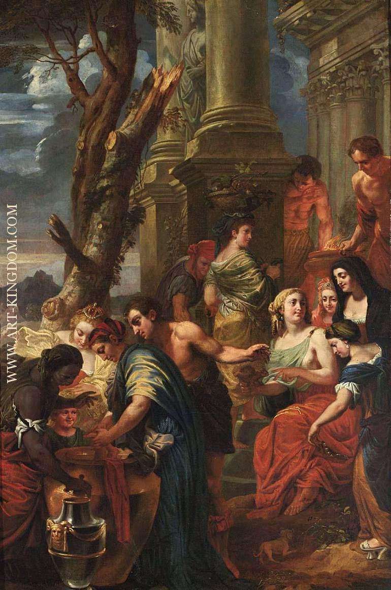 Thetis dips achilles in a vase with jan erasmus quellinus