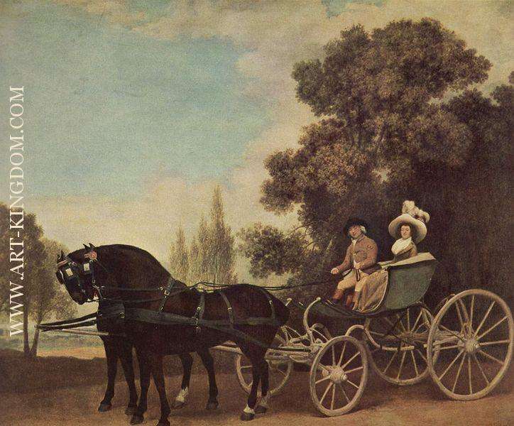 Dame und Herr in einem Phaeton