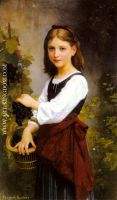 Young Girl Holding a Basket of Grapes