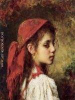 Portrait of a Young Girl in A Red Kerchief