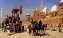 Great Mogul And His Court Returning From The Great Mosque At Delhi India