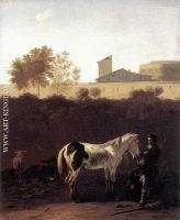 Italian Landscape with Herdsman and a Piebald Horse