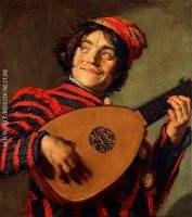 Buffoon playing a lute