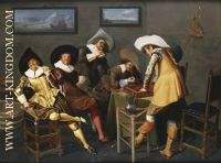 Dirck Hals Gentlemen Smoking and Playing Backgammon in an Interior