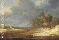 Weids landschap met arenlezende landbouwers op de akker 1639