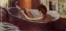 Woman in a Bath Sponging Her Leg