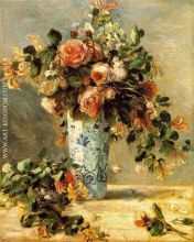 Roses and Jasmine in a Delft Vase