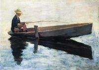 Boy in a Boat Fishing