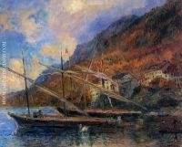 Boats by the Banks of Lake Geneva at Saint Gingolph