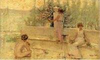 Three Figures in an Italian Garden