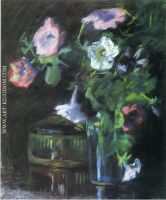 Petunias in a Glass Vase