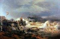 Andreas Achenbach Departure of a steamer storm on a Dutch coast