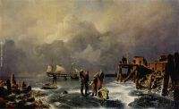 Andreas Achenbach Bank of the Frozen Over Sea Winter Landscape 