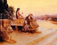 Elegant Arab Ladies on a Terrace at Sunset