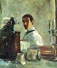 Self portrait in front of a mirror