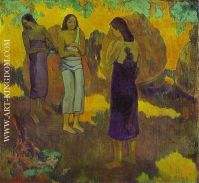 Three Tahitian Women against a Yellow Background