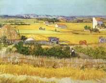 Harvest at La Crau with Montmaiour in the Background