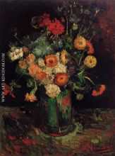 Vase with Zinnias and Geraniums