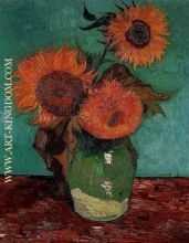 Three Sunflowers in a Vase