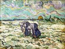 Two Peasant Women Digging Field with Snow