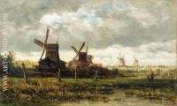 Landscape with Windmills and Two Figures