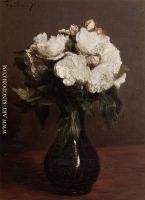 White Roses in a Green Vase