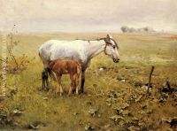 A Mare and her Foal in a Landscape