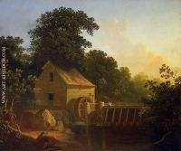 Landscape with Waterwheel and Boy Fishing