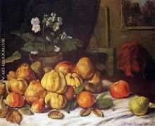 Still Life Apples Pears and Flowers on a Table Saint Pel