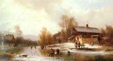 Skaters and Washerwomen in a Frozen Landscape