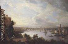 A prospect of London seen from the Earl of Cassils s privy garden with Waterloo bridge beyond 