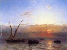 Fishing Boats at Sunset