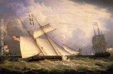 American Schooner under Sail with Heavy Seas