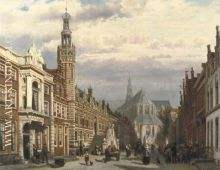 View of the Town Hall and the St Laurenschurch in Alkmaar