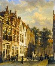 Figures in the Sunlit Streets of a Dutch Town