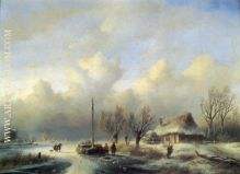 Figures in a winter landscape