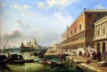 The Bacino Venice Looking Towards The Grand Canal With The Dogana The Salute The Piazetta And The Do