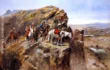 Indians on a Bluff Surveying General Miles Troops