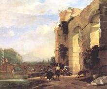 Italian Landscape with the Ruins of a Roman Bridge and Aqued