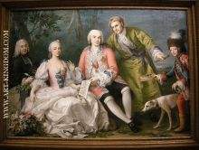 Il cantante farinelli con amici, 1750-52 circa