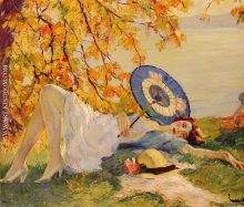 Woman Reclining by a Lake